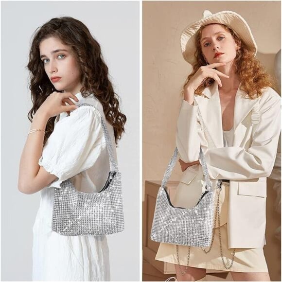 Clutch Purse, Evening Bag for Women Zipper Shoulder Bag for Wedding and Party - Picture 8 of 8